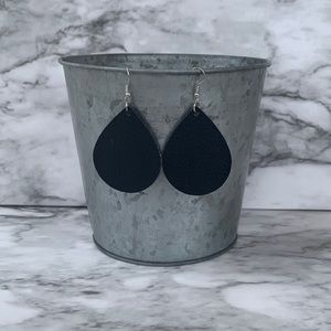 Black Faux Leather Earrings